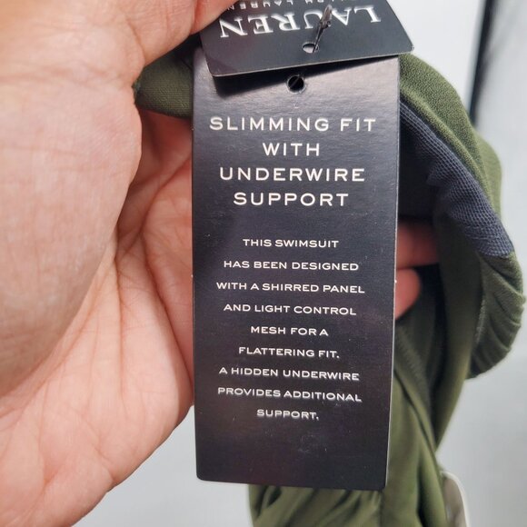 Ralph Lauren Ruffle Surplice One Piece Swimsuit Women Size 12 NWT Slimming Fit - Picture 10 of 16